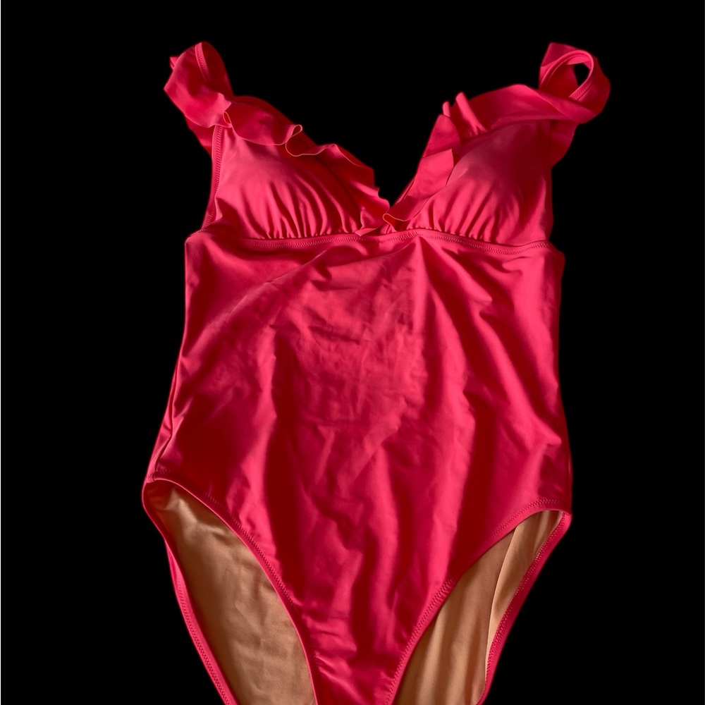 J. Crew Factory Coral One Piece Swimsuit—Size Large